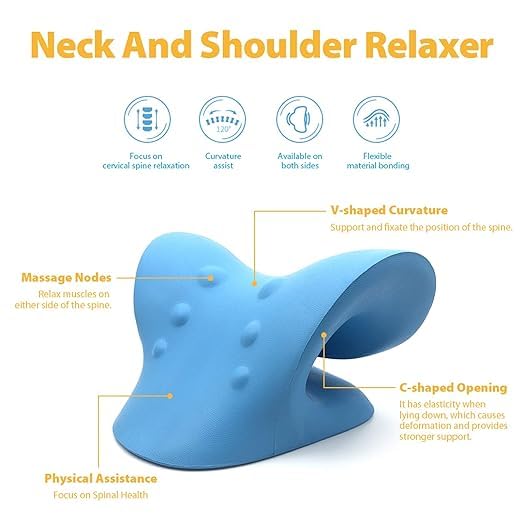 ZynMart™ Cervical and Shoulder Relaxer, Cervical Traction Device for Cervical Pain Relief and Cervical Spine Alignment, Chiropractic Pillow Neck Rest Pillow